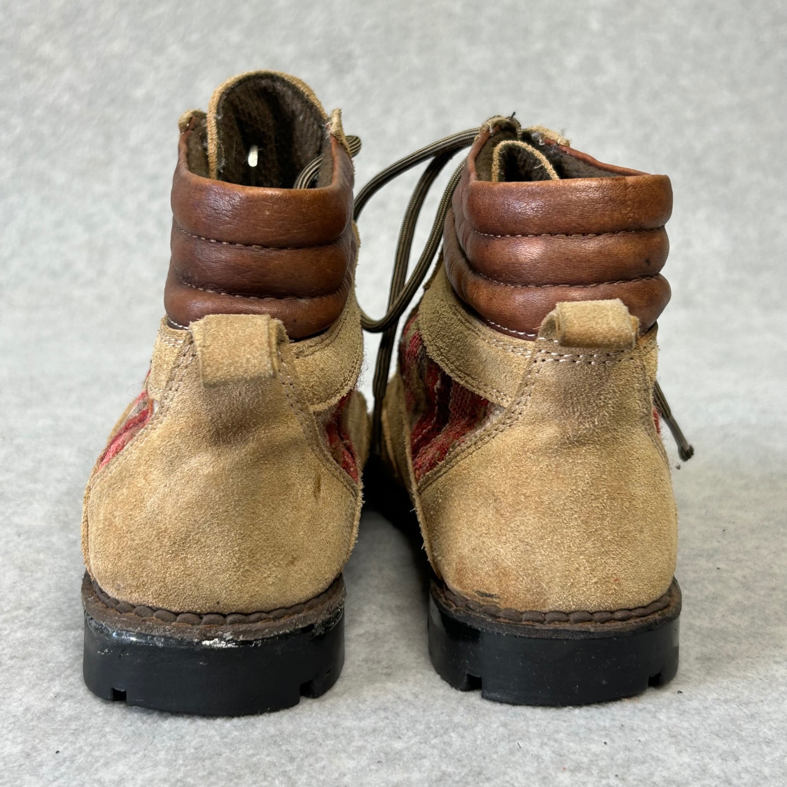 Peruvian Textile Suede Leather Ankle Boots Striped Accents Lace Up Womens Repair — image 5 of 6